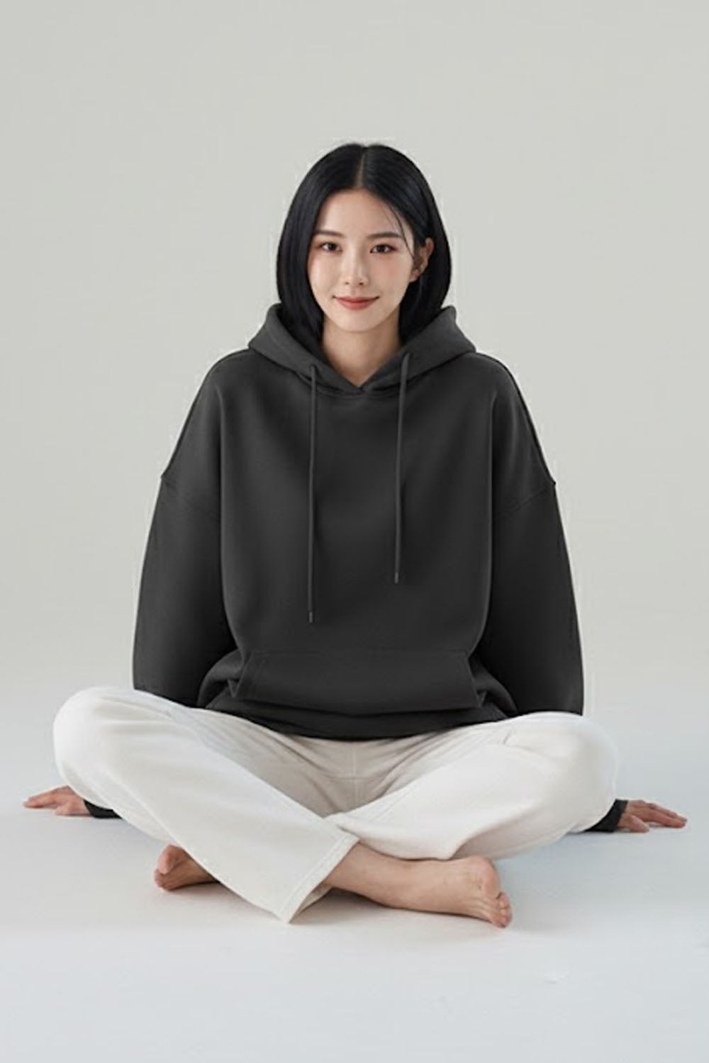 Grey Drop Shoulder Oversized Hoodie For Women