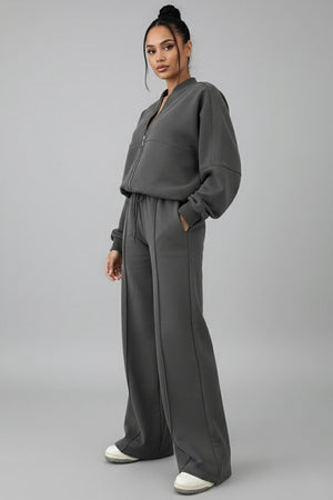 Set Of 2 :- Winter Fleece Dark Grey Co-Ord Set