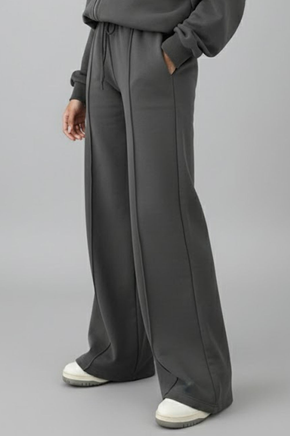 Set Of 2 :- Winter Fleece Dark Grey Co-Ord Set For Women