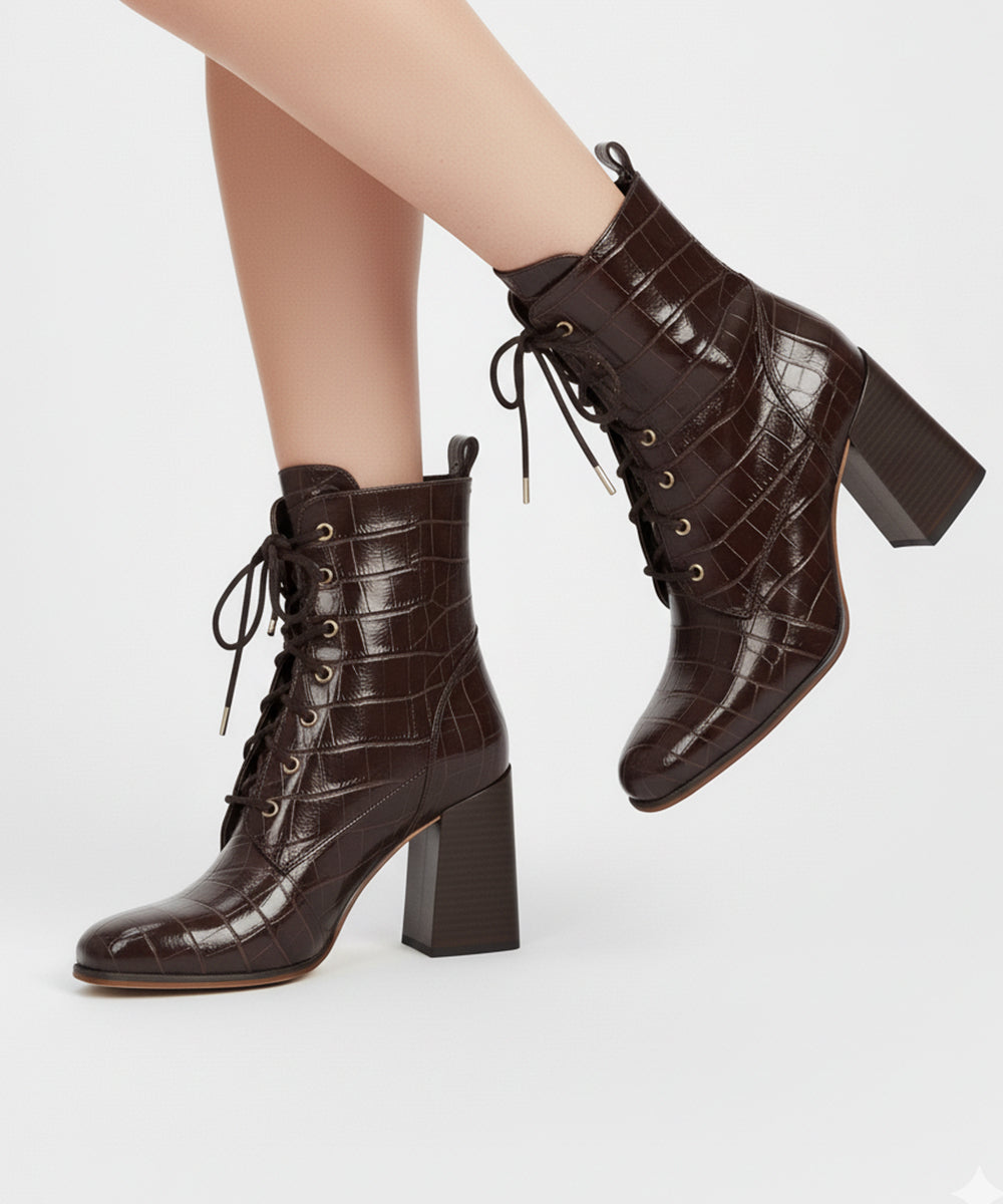 Maroon Croco Boots For Women