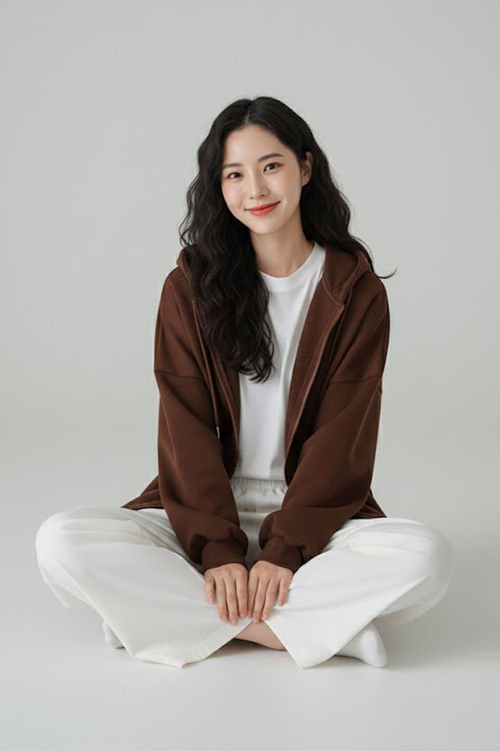 Winter Cinnamon Brown Oversized Full-Zip Hoodie For Women