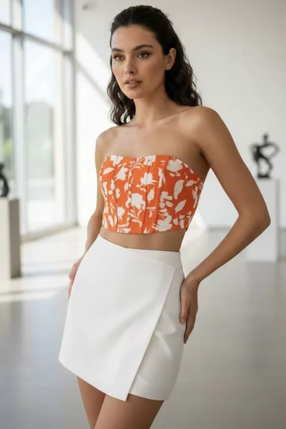 Set of 2:- Crop Summer Top with Wrap Skort-  122746