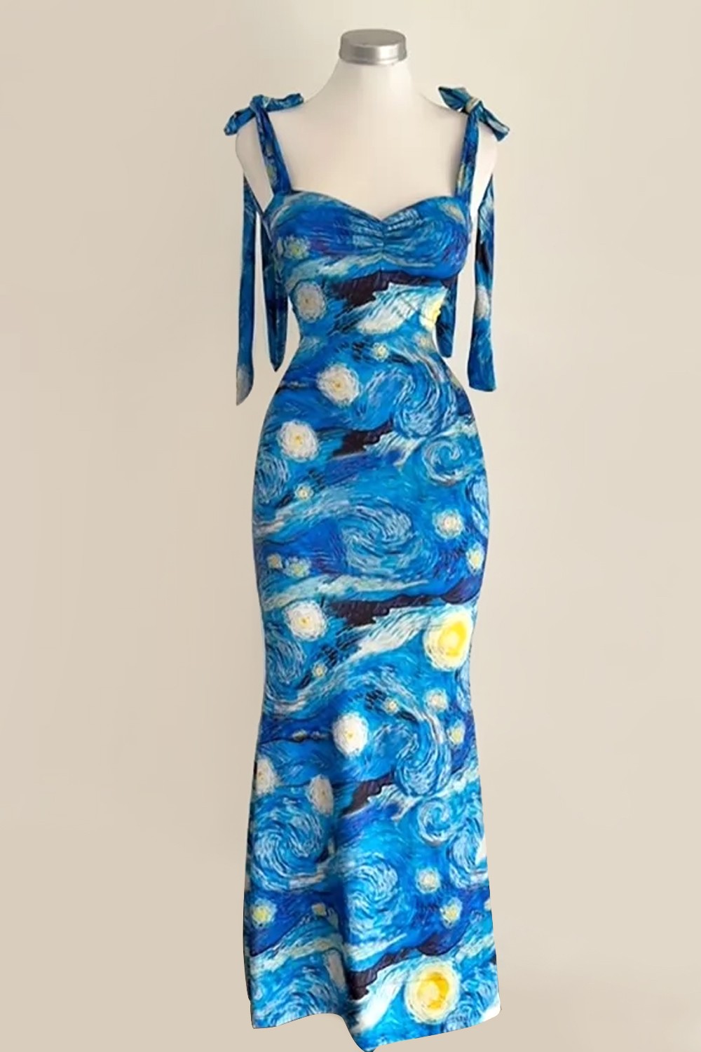Starry Night Tie Neck Bodycon Dress - 122976