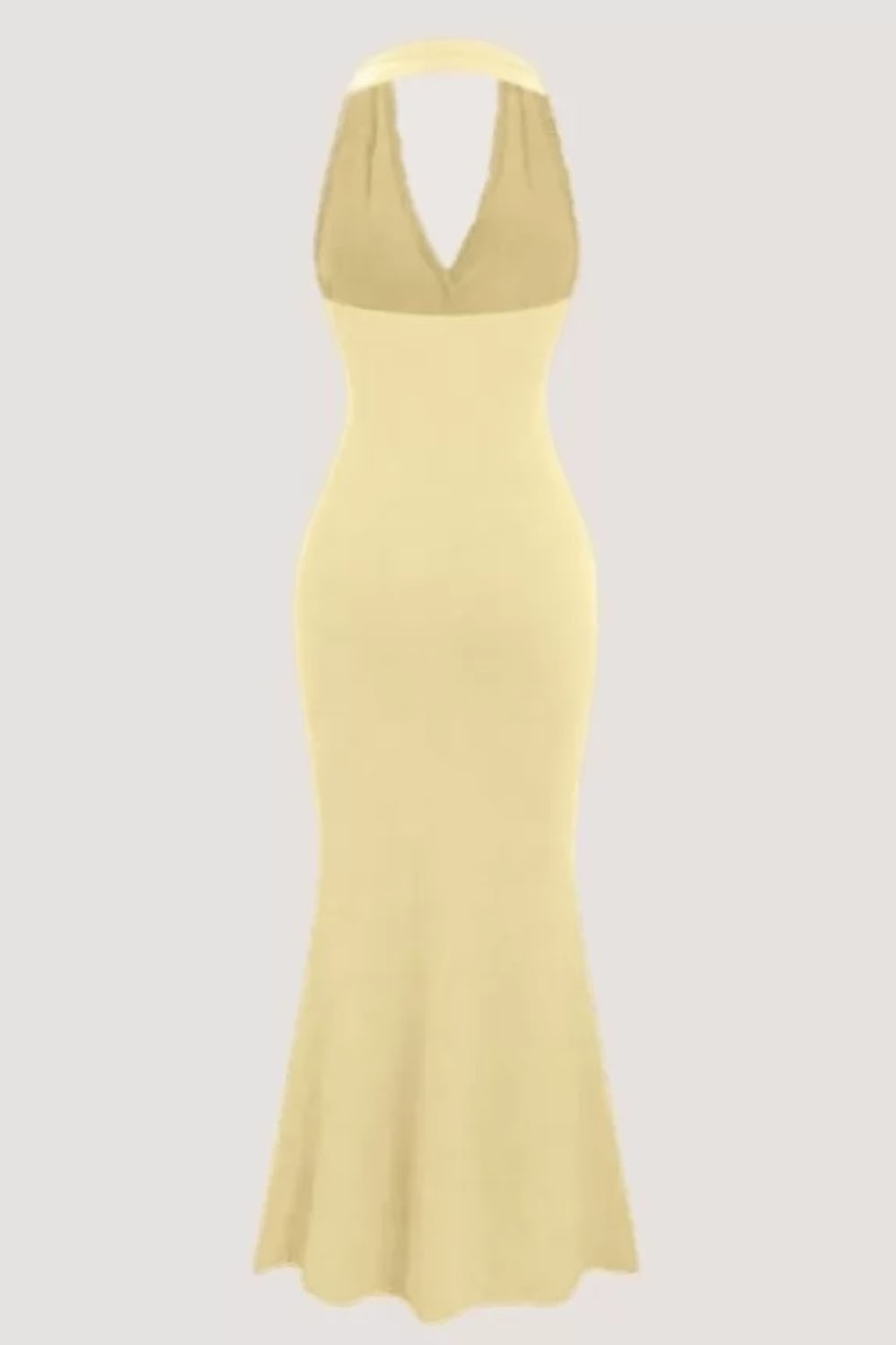 Halter Neck Ruched Maxi Dress - 1049