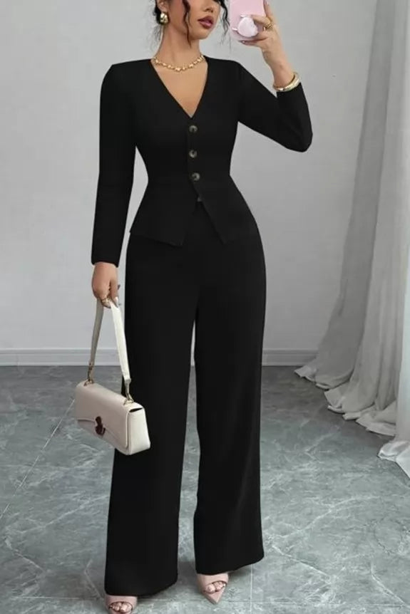 Set of 2 : - Black Full Sleeve Top With Trouser - 129060