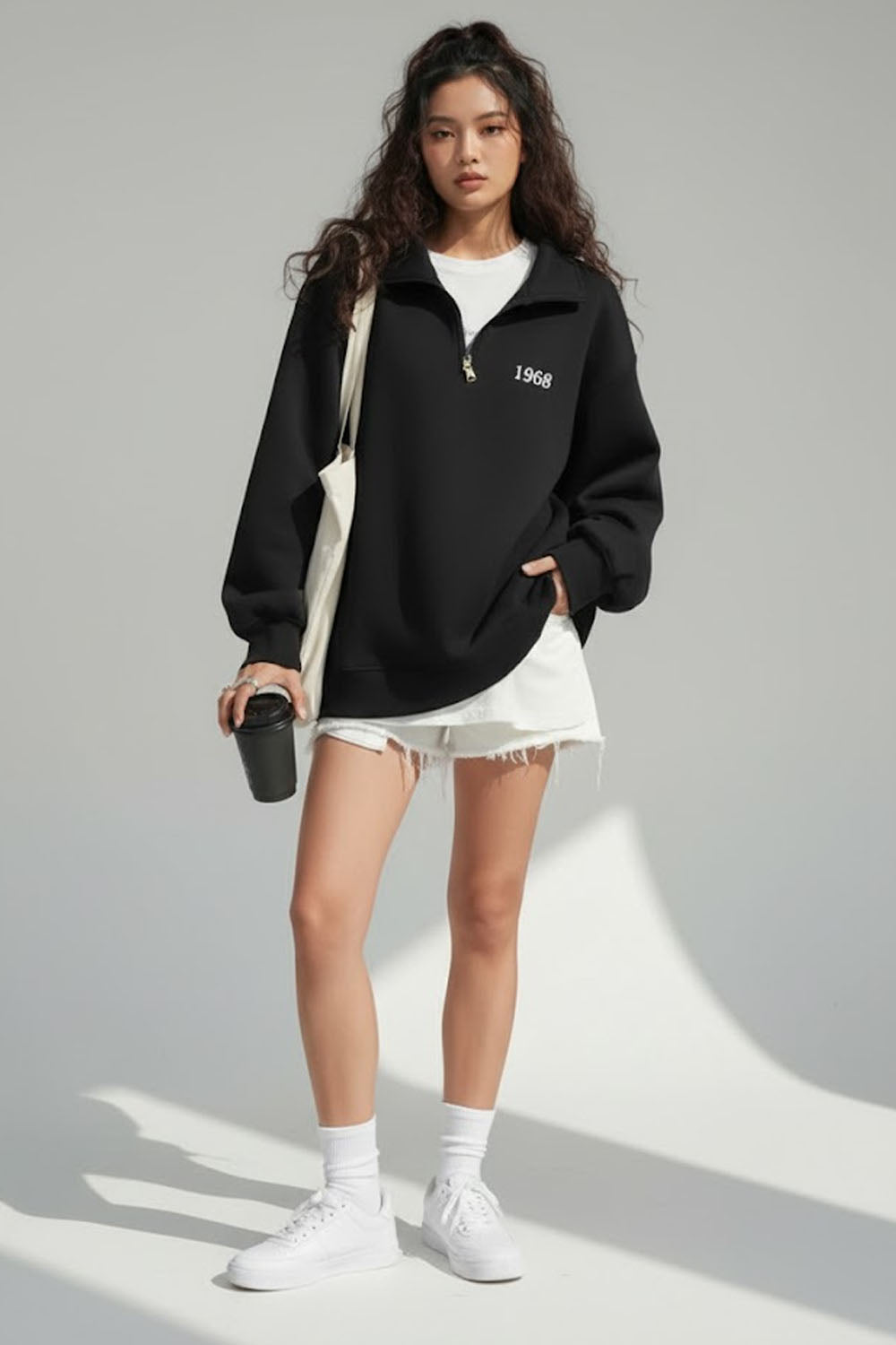 Black Fleece Half-Zip Sweatshirt