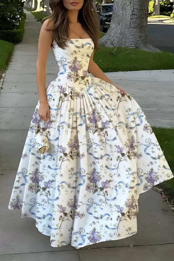 Floral Corset-Style Maxi Dress - 130953