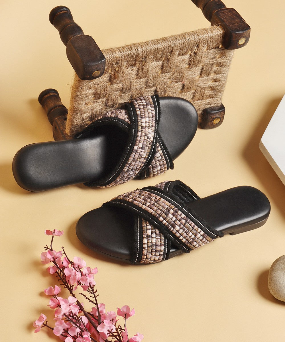 Woven Crossover Strap Flats - 131614