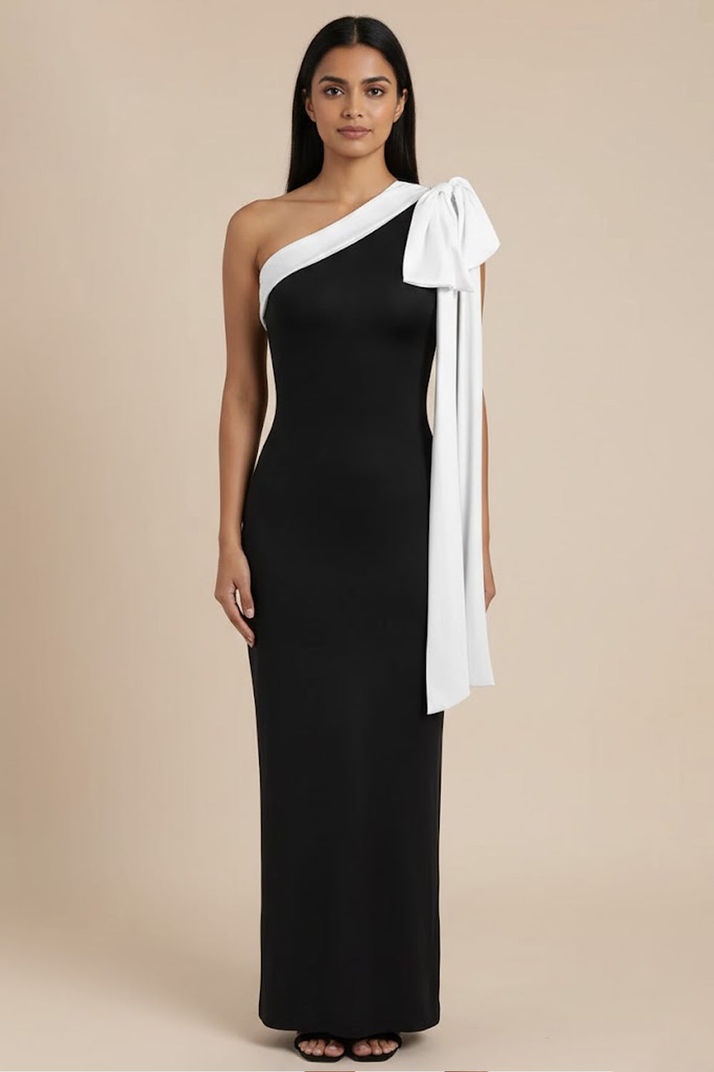 Noir Élan One-Shoulder Gown - 105229
