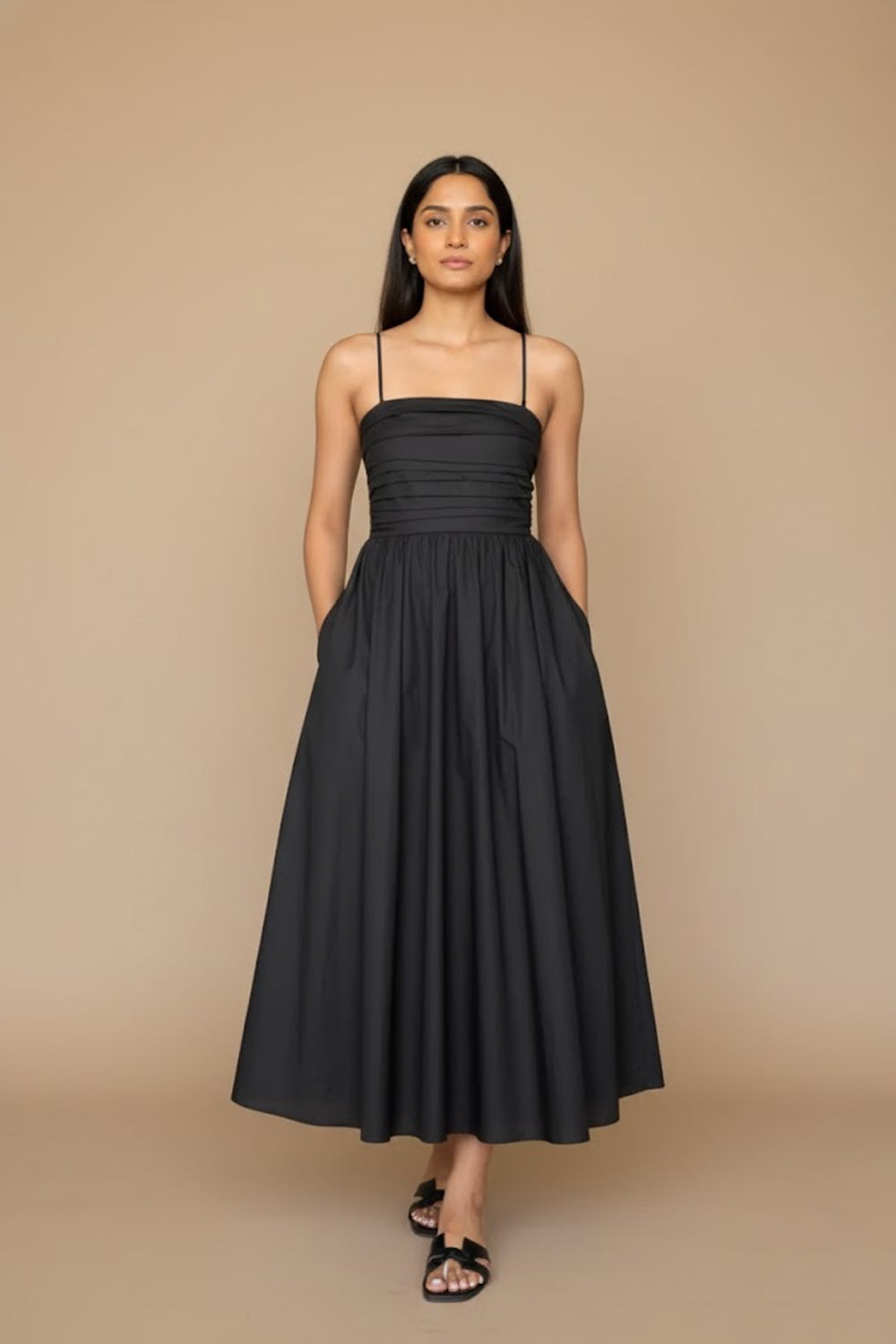 Midnight Muse Ruched Bodice Midi Dress- 96431