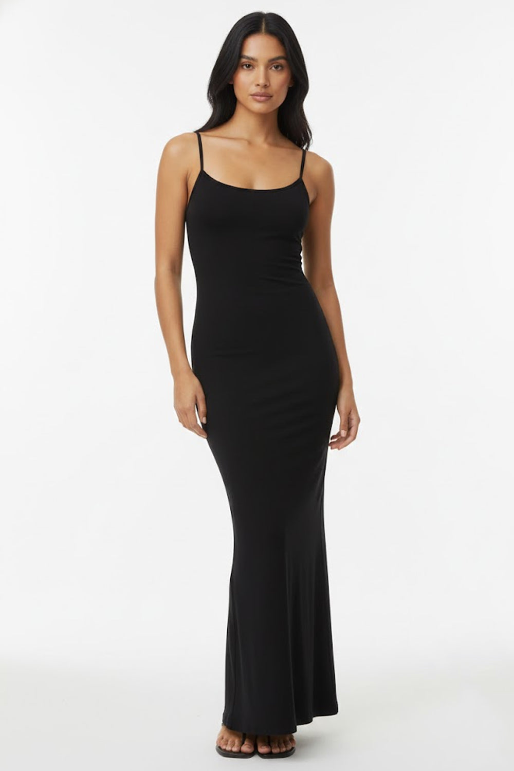 Solid Black Bodycon Sleeveless Dress- 115040