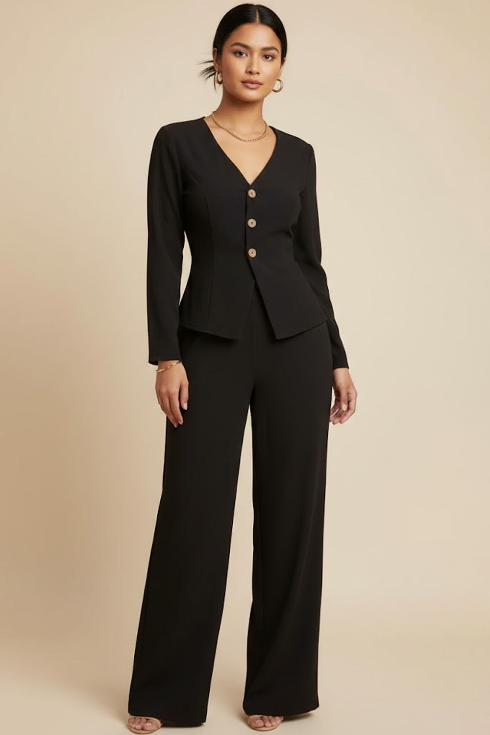 Set of 2 : - Black Full Sleeve Top With Trouser - 129060