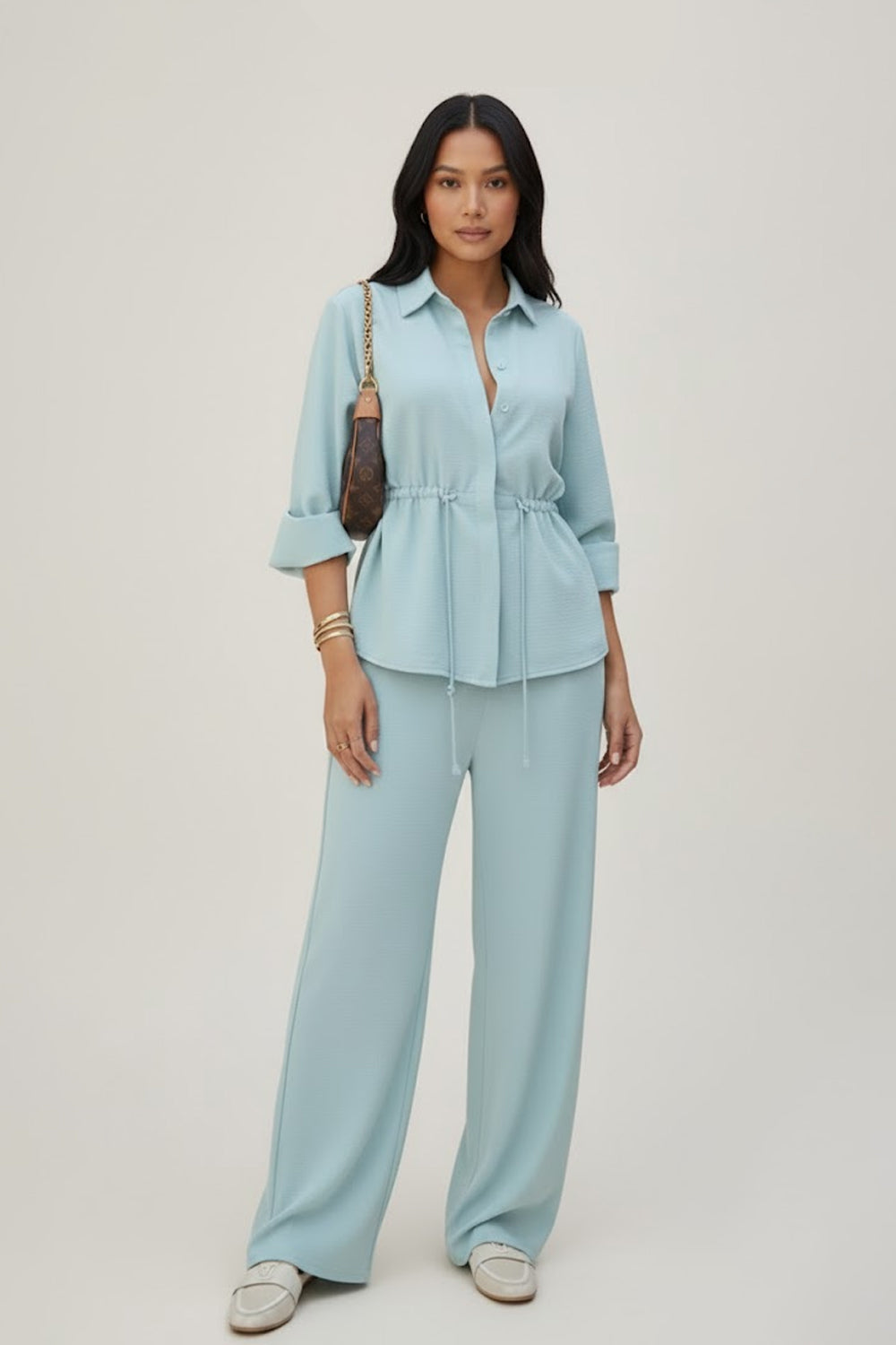 Set of 2-Premium Viscose Linen Co-ord Set - 129333