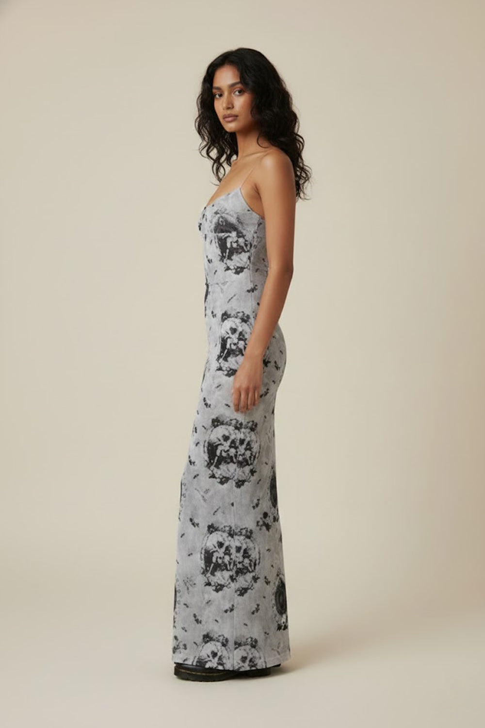 Ash Noir Abstract Slip Maxi Dress - 98288