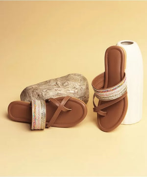 Multi-Colored Braided Strap Flats