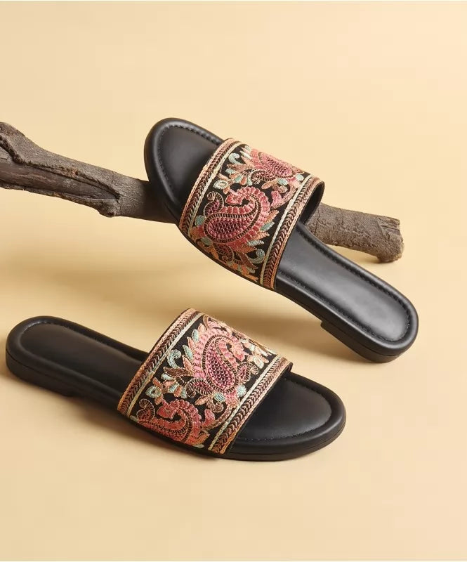 Multicolour Paisley Motif Embroidered Flats