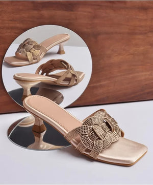 Rhinestone Strappy Kitten Heel