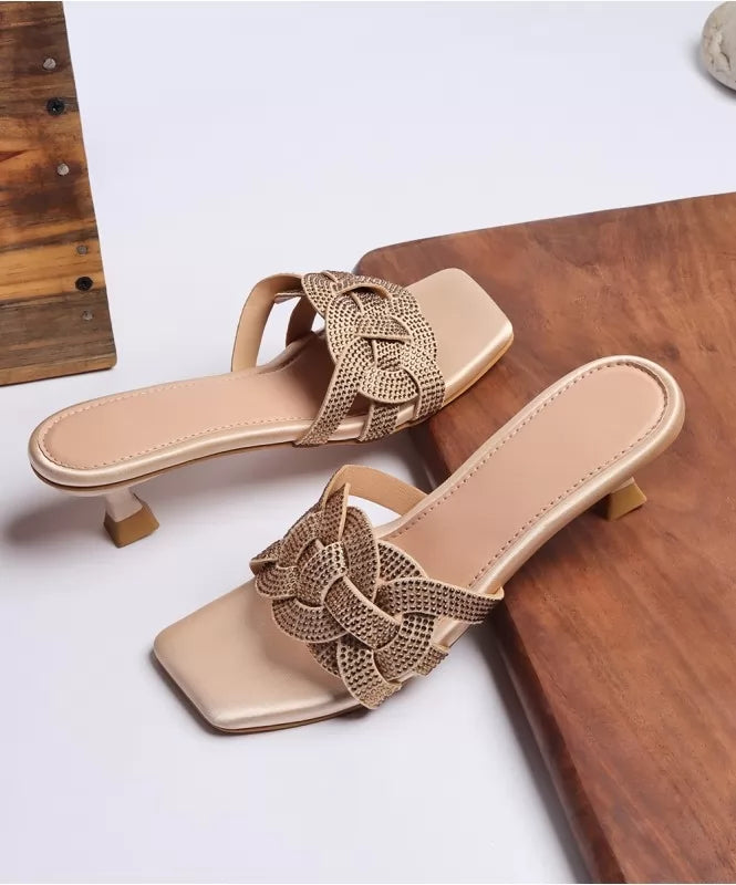 Rhinestone Strappy Kitten Heel