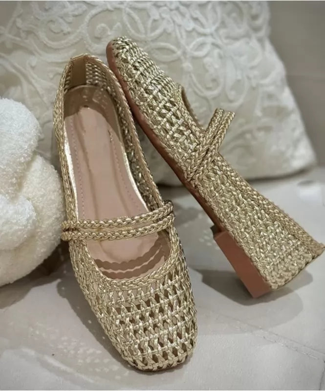 Gold Woven Mary Jane Flats