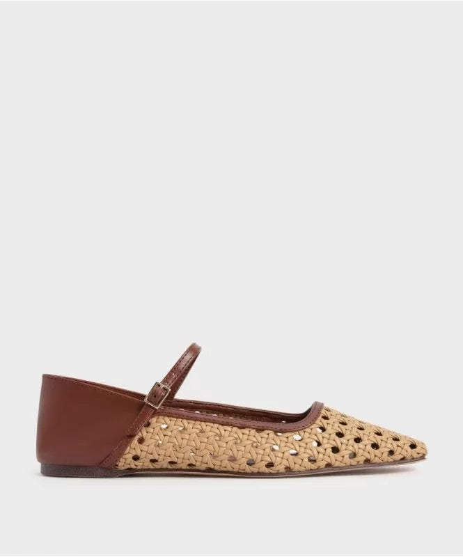 Pointed-toe Woven Flats
