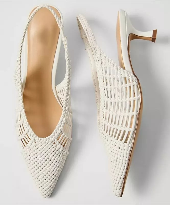 Woven Slingback Kitten Heels
