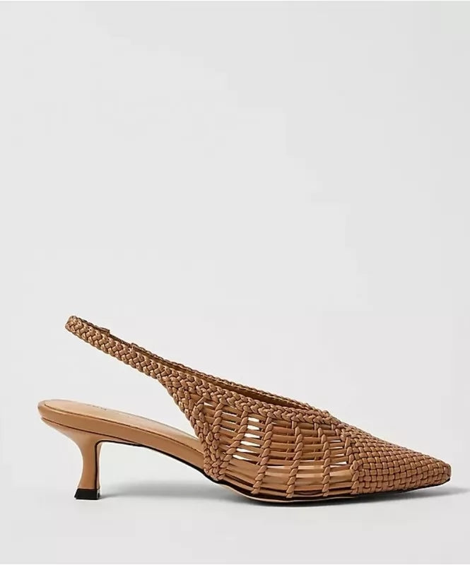 Woven Pointed-Toe Pumps