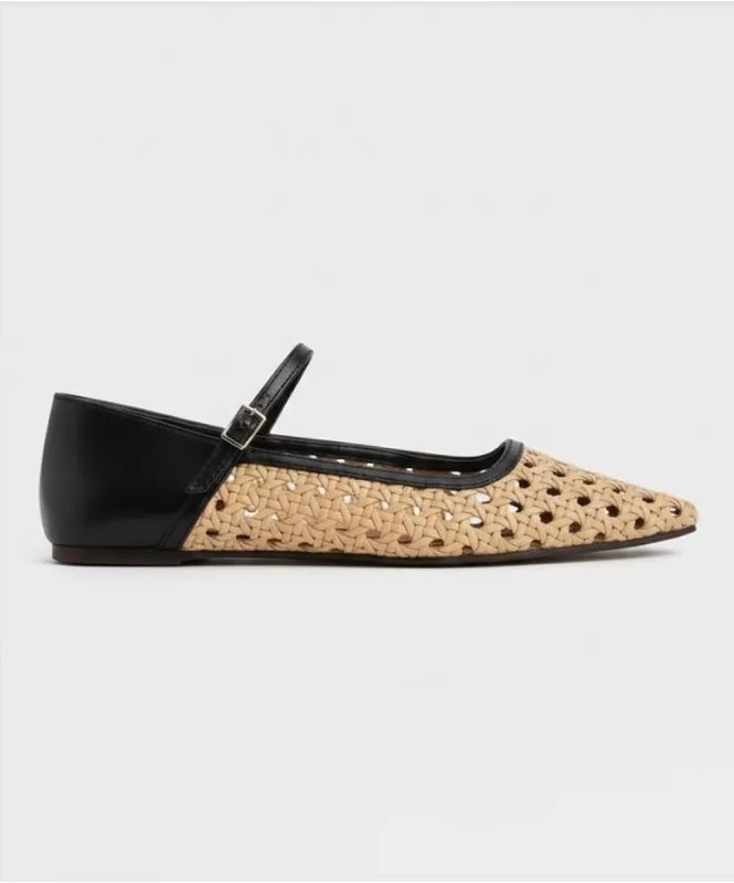 Woven Pointed-Toe Flats 