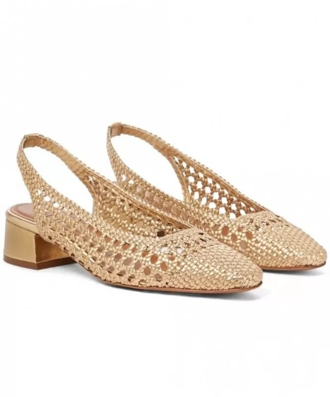 Gold Woven Slingbacks