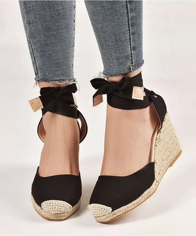 Tall Wedge Lace-Up Espadrille