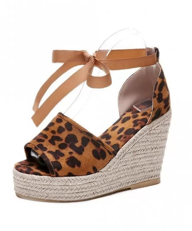Carina Leopard-Print Canvas Wedges