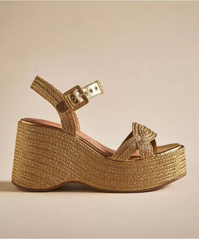 Metallic Gold Braided Platforms
