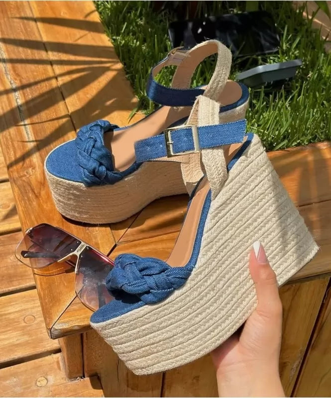 Blue Jean Espadrille Heels