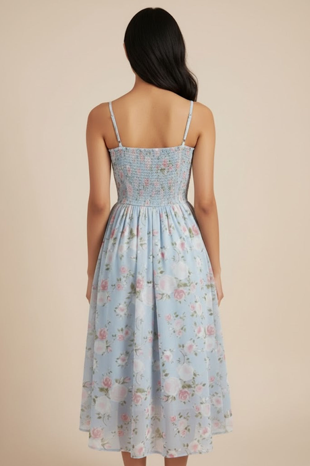 Floral Printed Front Bow Long Dress - 124547