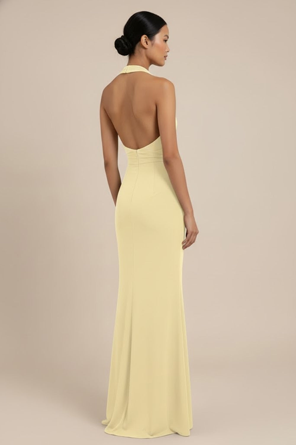 Halter Neck Ruched Maxi Dress - 125763