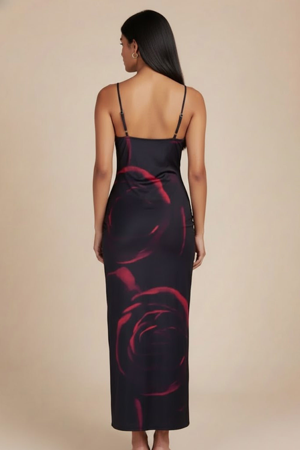 Midnight Rose Ruched Maxi Dress- 101282