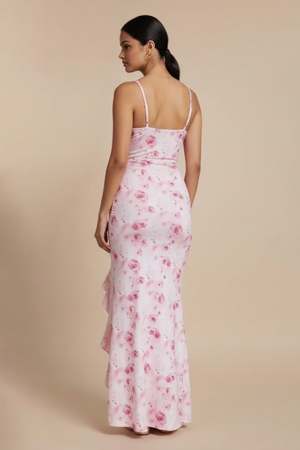 Blush Petal Ruched Maxi Dress - 103441