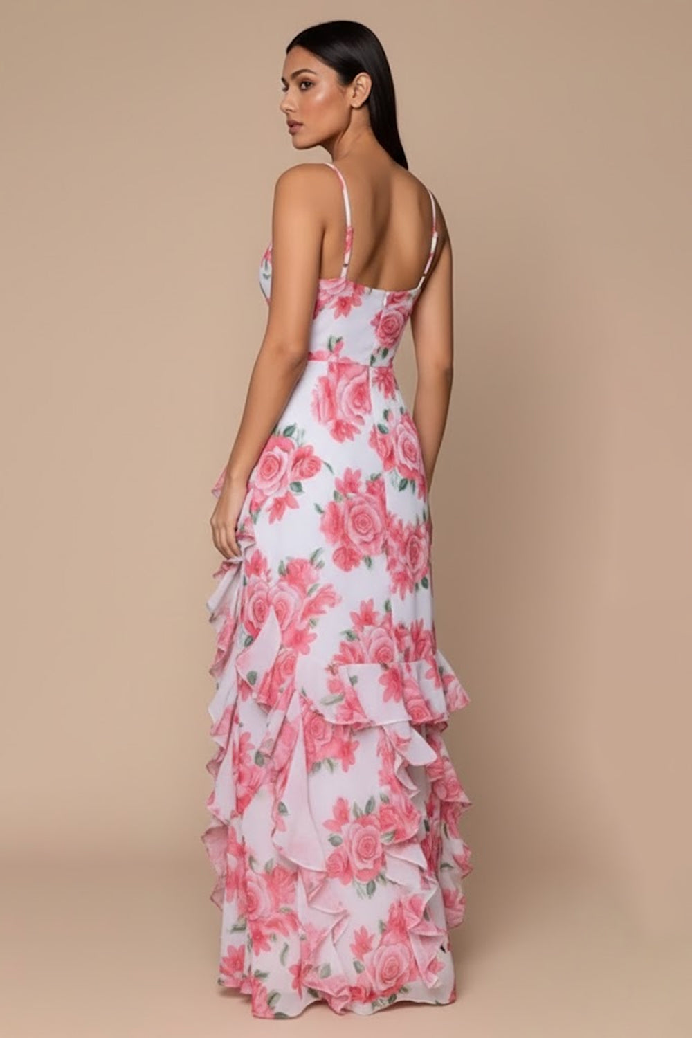 Rose Cascade Ruffle Maxi Dress - 104707