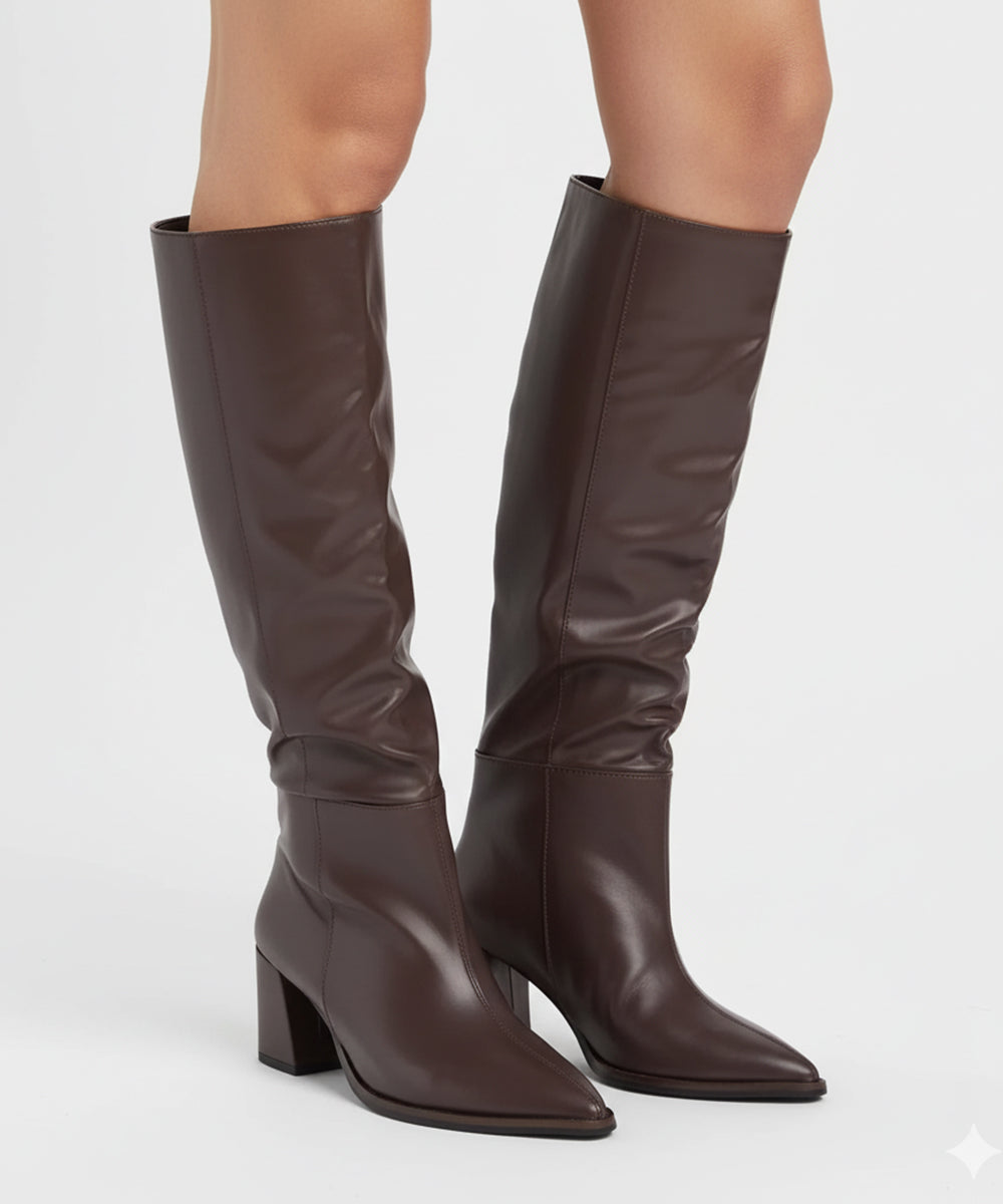 Premium Limited Edition Long Boots-  Burgundy - 130619