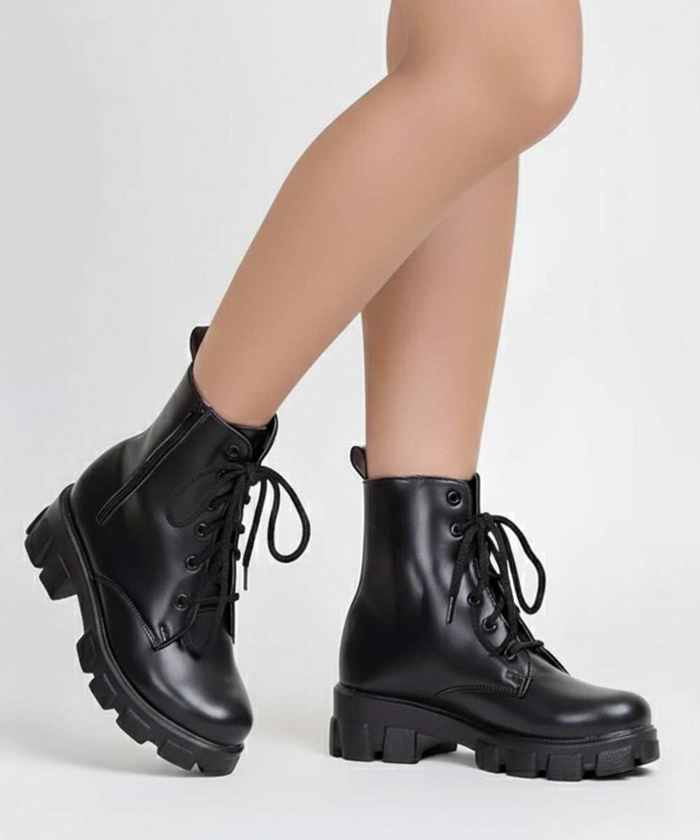 Black combat boots
