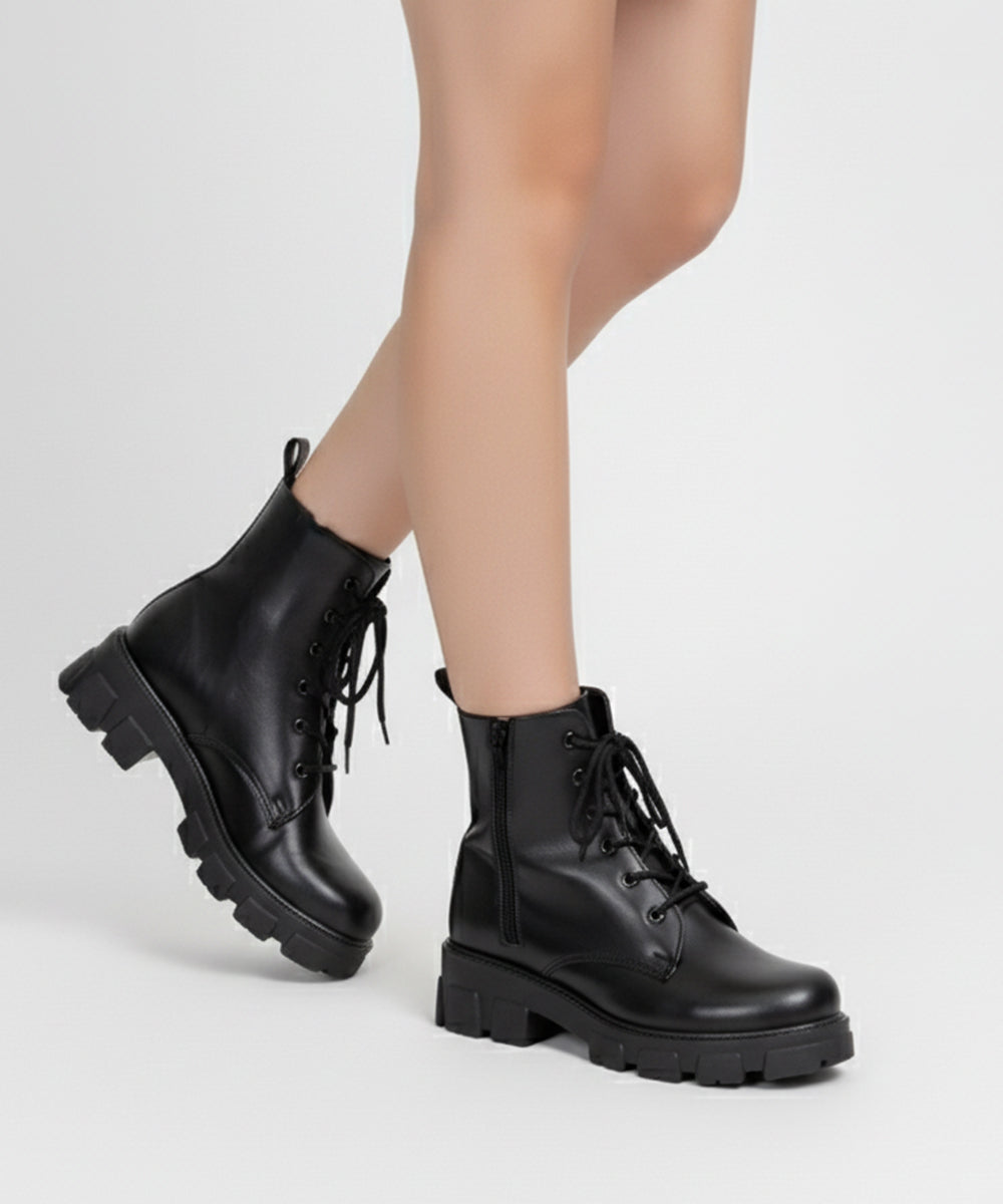 Black combat boots for women