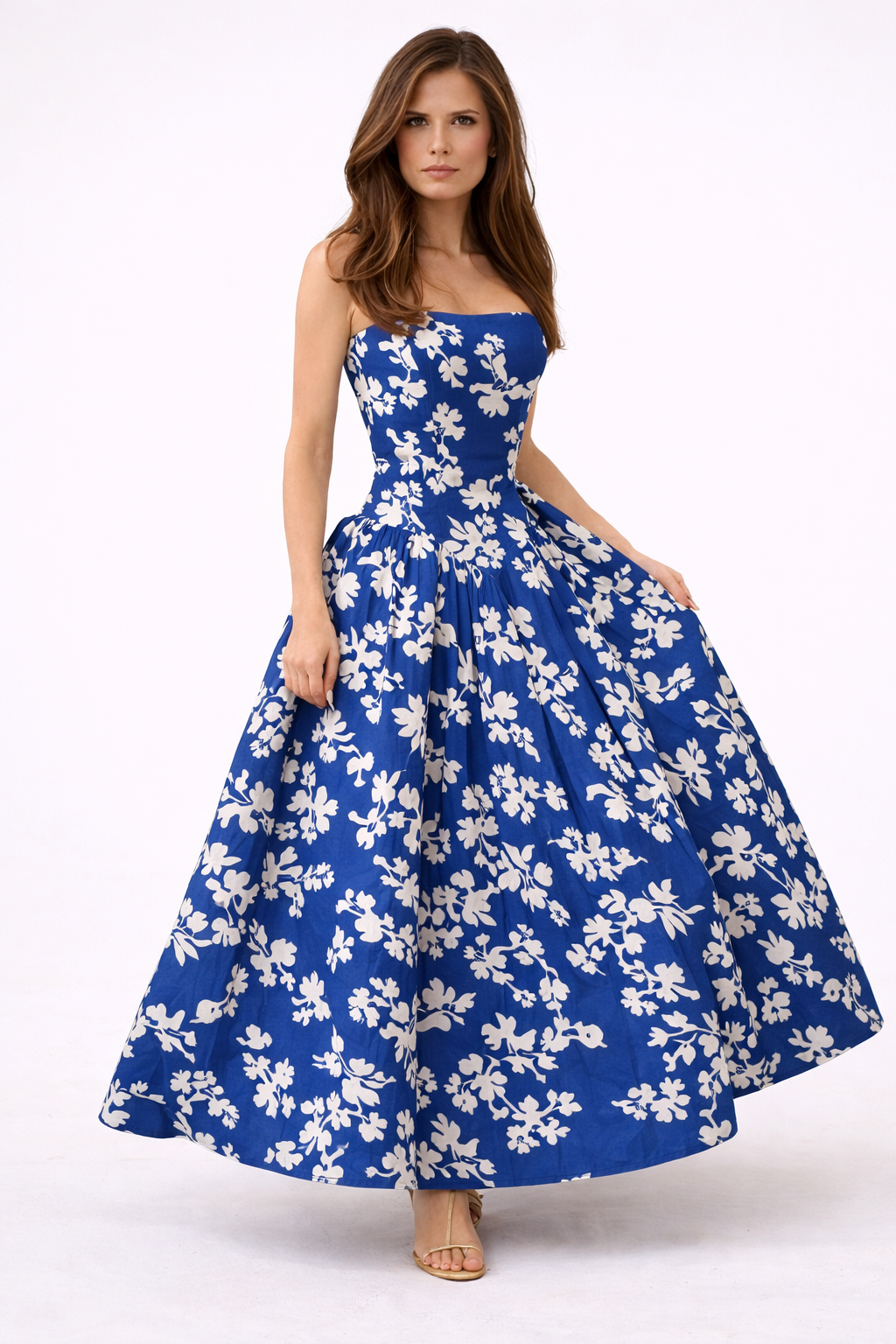 Floral Corset-Style Maxi Dress - 130953